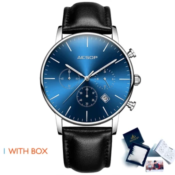 

AESOP Black Sports Watch Men Quartz Wristwatch Leather Band Male Clock Wrist Shockproof Waterproof Relogio Masculino Satti Watch