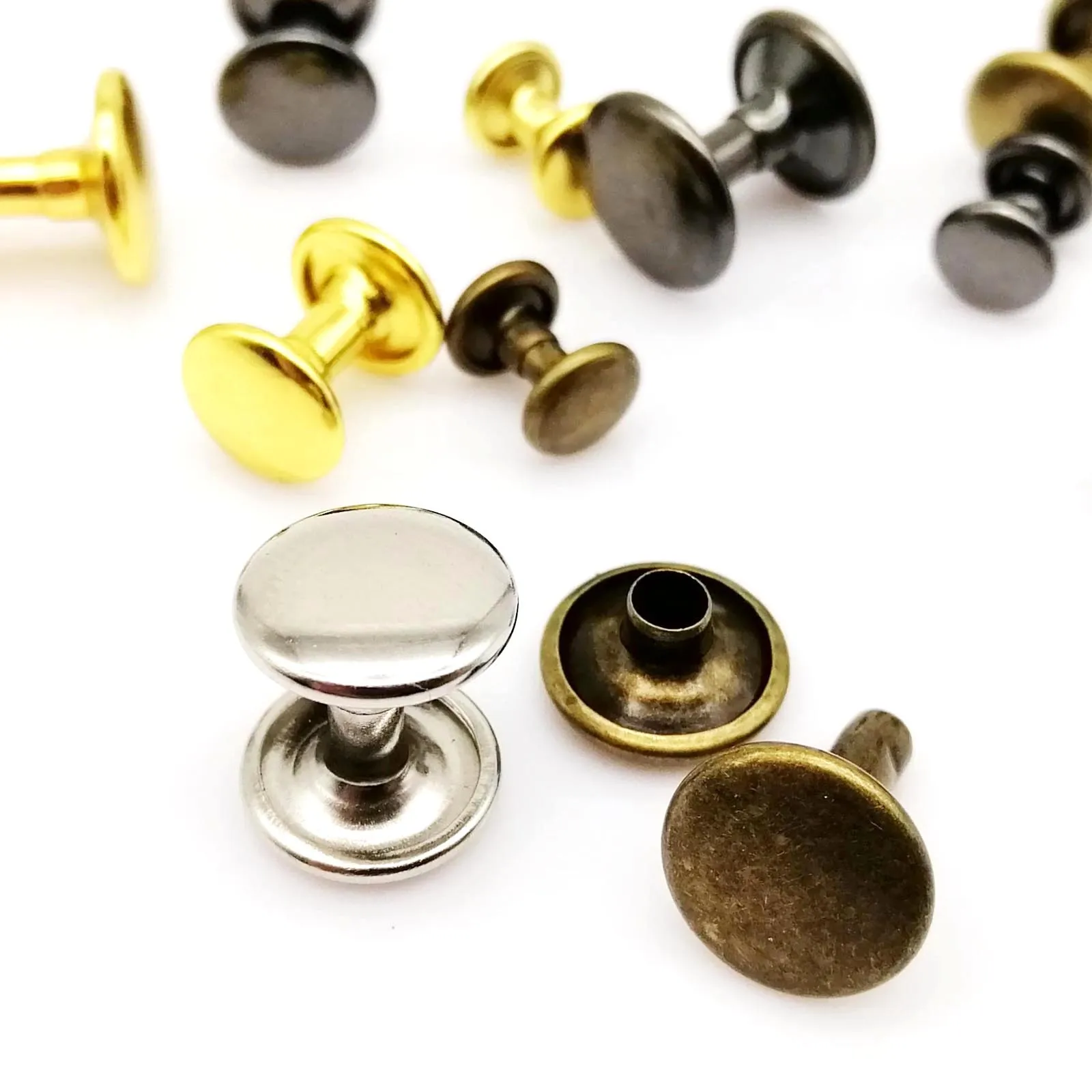 100 sets 6mm 8mm 10mm Metal Double Cap Side Round Rivet Leather Belt Wallet Bag Shoe Clothes Decorative DIY Nailhead Spike Stud | Дом и сад