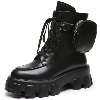 

Sorphio INS brand female classic lace up platform mid calf boots designer chunky heel boots women fashion casual shoes woman