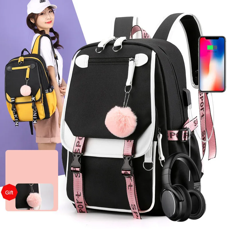 Laptop Backpack School-Bags Mochila Teenage Girls Kids Women Students New-Fashion
