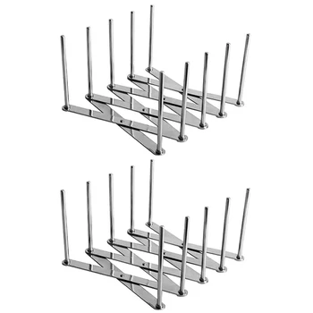 

AFBC 2 Pack Extendable Pot Lid Holders Multipurpose Steamer Rack Pans Glasses Holder Flexible Plate Organizer Kitchen Bakeware C