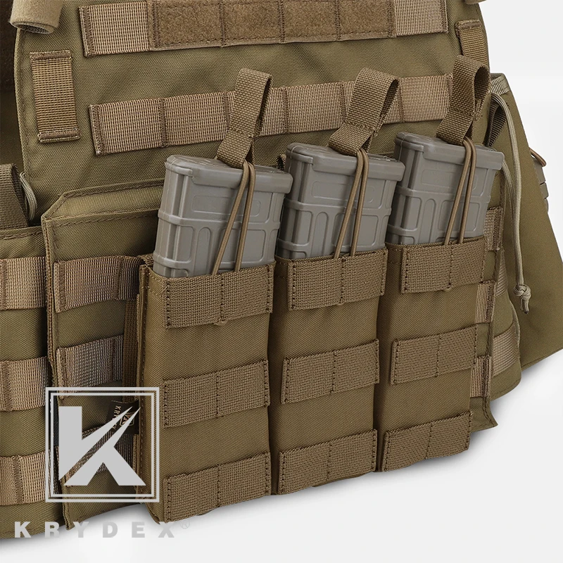 KRYDEX Тактический модульный тройной подсумок 5,56. 223 с открытым верхом MOLLE PALS Mag Carrier для военной стрельбы и охоты CB