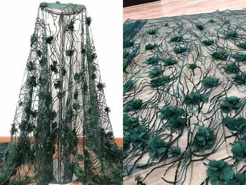 

African 3D flowers tulle lace fabric Nigerian wedding appliques french net sequins laces popular organza mesh materials 5 yards