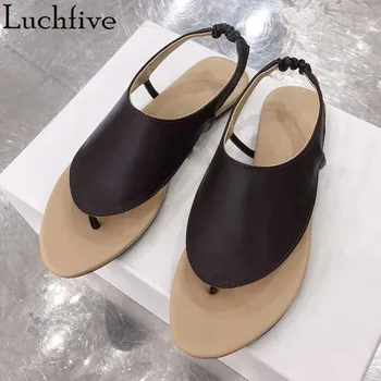 

Sexy Split Toe Women Sandals Elastic Band Flat Shoes Women Runway Summer Outwear Black Sandals Feminina