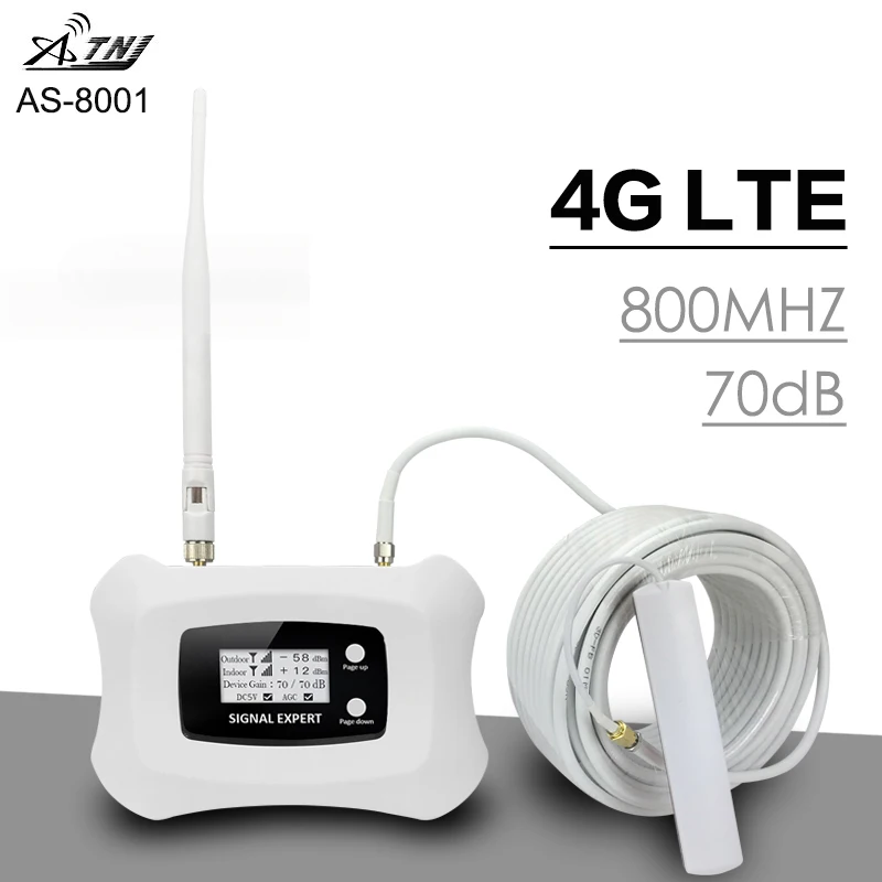 Полностью интеллектуальный усилитель на 70 дБ 4G ретранслятор сигнала LTE 4G LTE 800 Band 20 Мобильный мобильный сотовый усилитель сигналов Усилитель для Европы