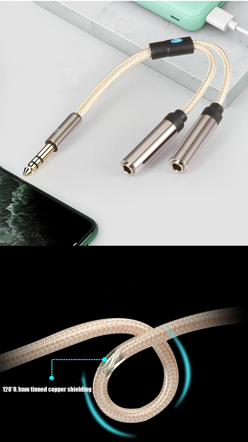 0,25 m audiophiles Konvertierungskabel Stereo 6,35 mm auf Dual MONO 6,35 mm Buchse für Recorder 1/4 Zoll TRS Jack Splitter Kabel – Detail 5