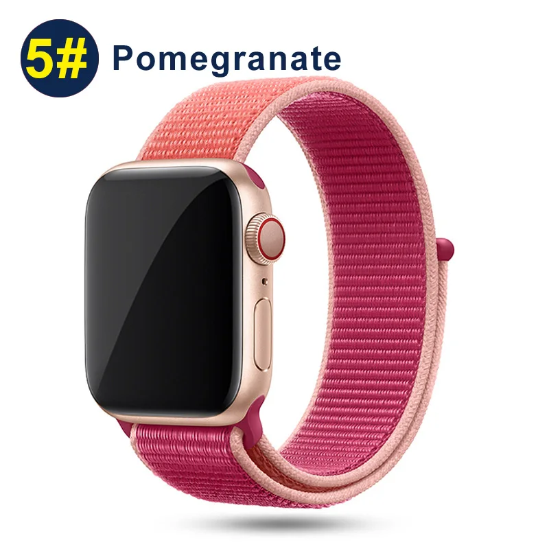 Ремешок UEBN для Apple Watch Series 5 4 3 band 44 мм/40 мм Спортивная петля для iwatch band 5 42 мм 38 мм ремешок браслет нейлоновый ремешок для часов - Цвет ремешка: Pomegranate