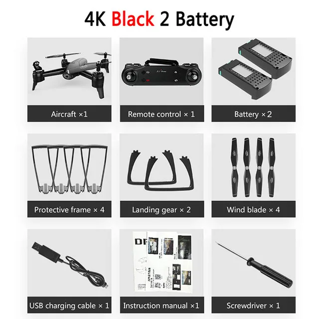 VODOOL SG106 Радиоуправляемый Дрон WiFi FPV оптический поток 4K 1080P 720P HD Двойная камера Радиоуправляемый квадрокоптер в реальном времени воздушный видео самолет игрушки для детей - Цвет: 4K Black 2 Battery
