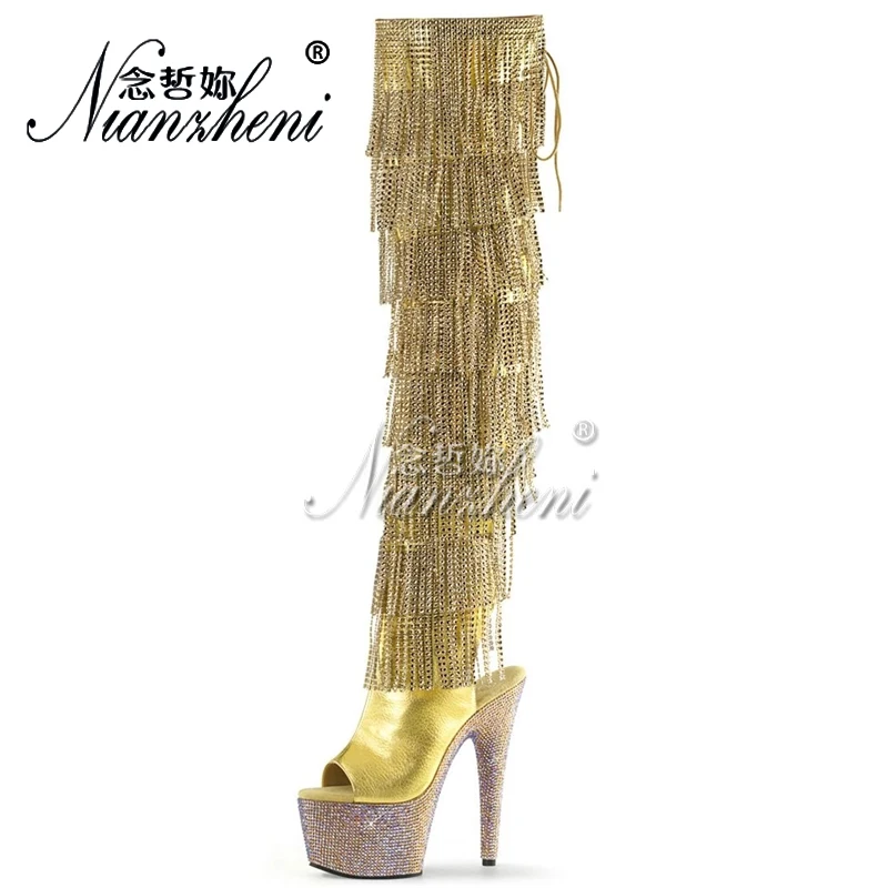 17cm Platform Boots Fringe Full Dress 