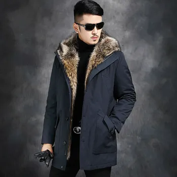 

Real Fur Coat Natural Rabbit Fur Liner Parka Winter Jacket Men Men Raccoon Fur Collar Warm Parkas Plus Size
