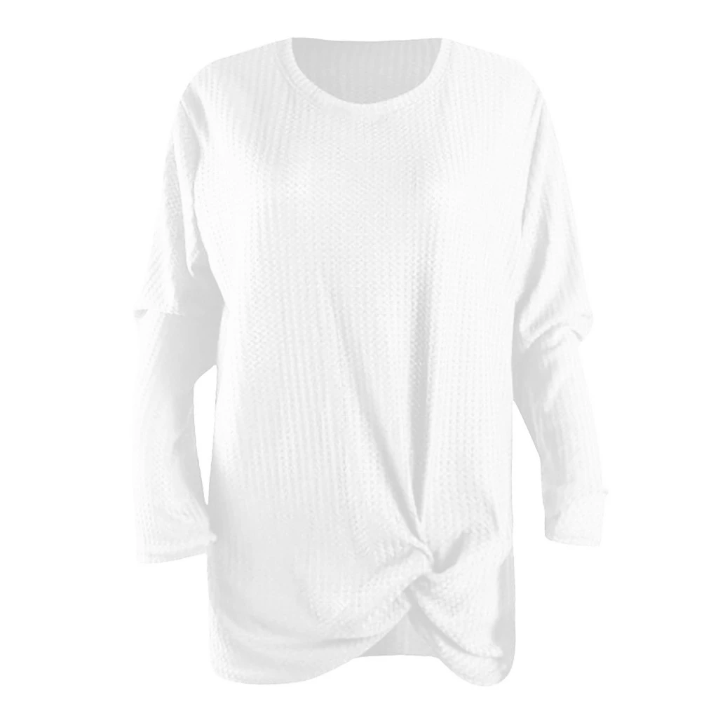 JAYCOSIN Chiffon Blouse Womens Casual Long Sleeve Autumn Knot Waffle Knit Tunic Blouse Cute Shirts Tops Winner Girl Lady 729