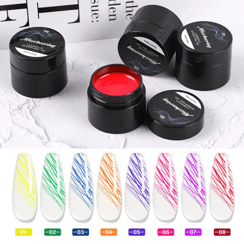 

ZK60 8ML Nail Gel Phototherapy Luminous Drawing Spider Glue Stretch Painting Gel Color Polygel Crystal Gel Paint Point Drill Pen