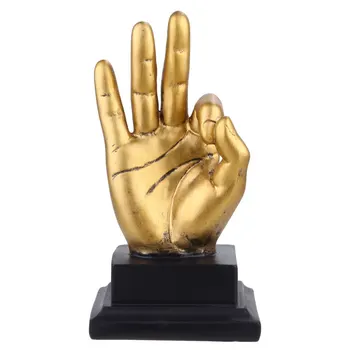 

1Pc American Style Antique Success Hand Gesture Sculpture Success Sculpture OK Signal (Golden)