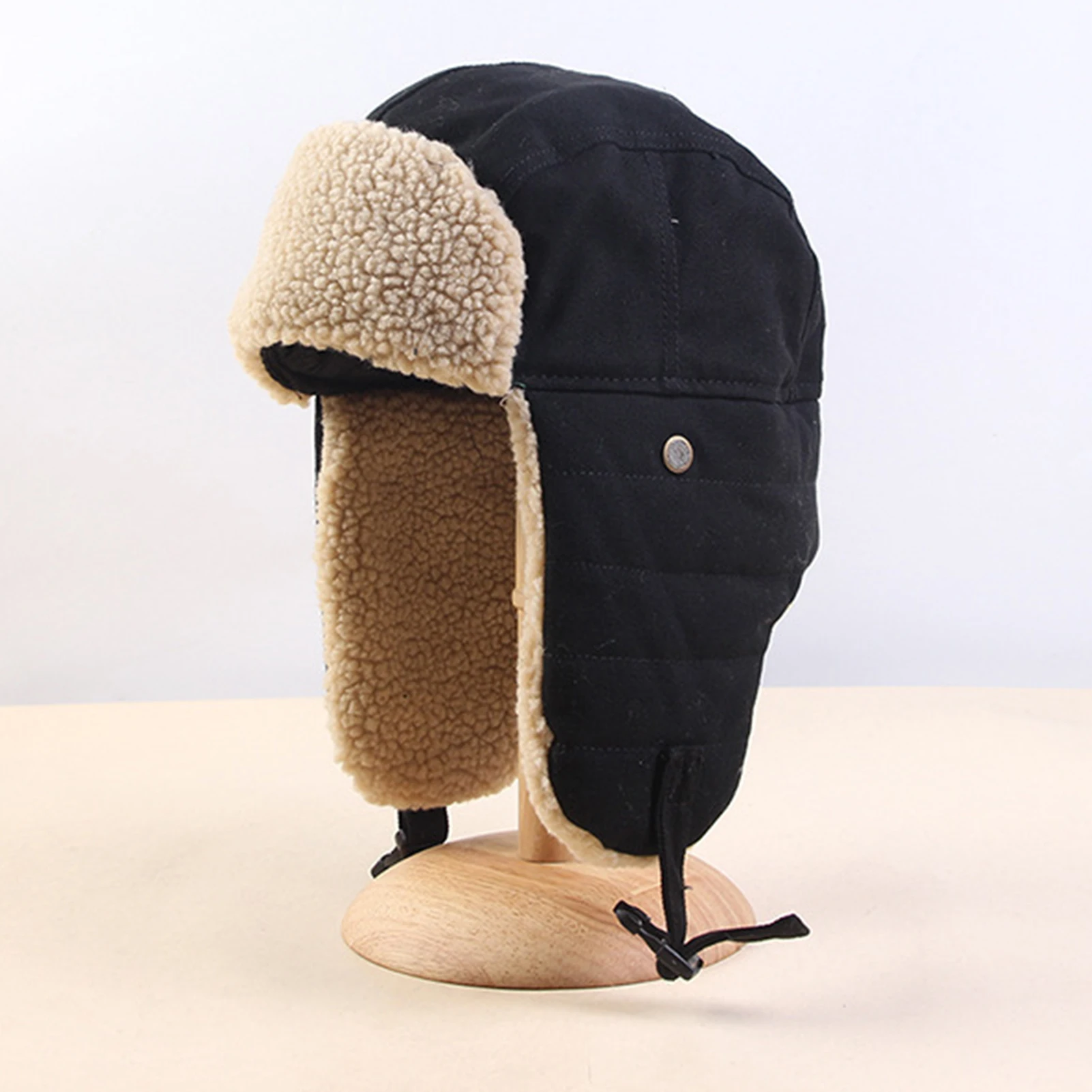 sheepskin bomber hat Warm Bomber Hats Earflap Russian Hat Men Women Ear Flap Winter Hat Windproof Cycling Skiing Winter Snow Hats mad bomber leather rabbit fur hat