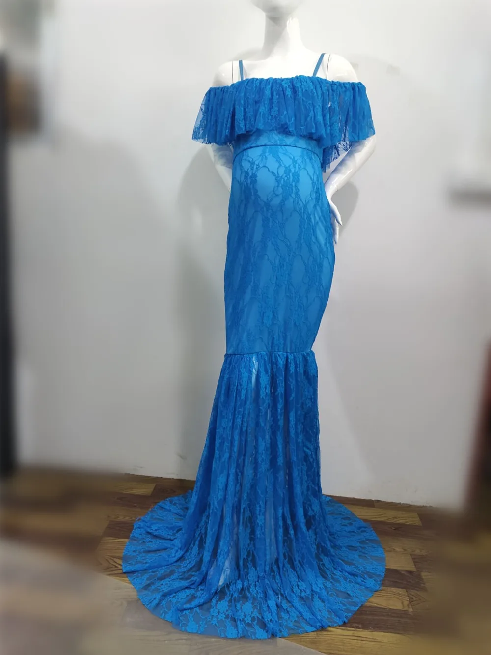 Lace Fancy Women Dress Maternity Photography Props Off Shoulder Pregnancy Dresses Ruffles Maternity Gown Clothes For Photo Shoot (12)