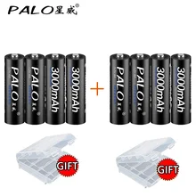 8Pcs ПАЛО 1.2V AA батареи Rechargeble батареи 3000mah 2A Baterias Ni-MH аккумуляторная батарея для фонарика