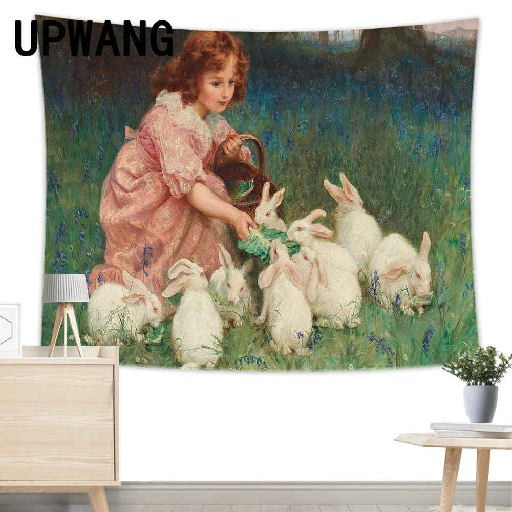 

Rabbit Tapestry Wall Hanging Sandy Beach Picnic Rug Camping Tent Sleeping Pad Home Decor Bedspread Sheet Wall Cloth