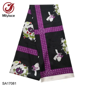 

New 2019 African Printing Satin Fabric high quality 5 yards Fashion Digital Ankara Printing Satin Fabric for Clothing SA17078
