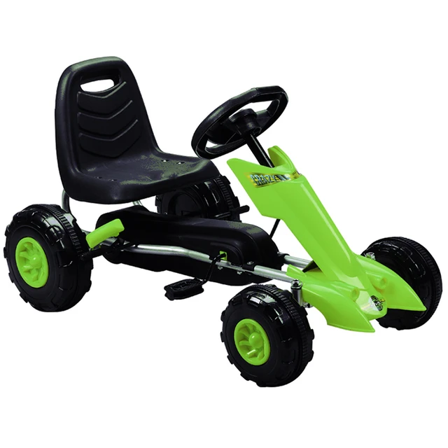 LazyChild Foldable Go Kart 4 Wheel Pedal Ride On Adjustable Seat