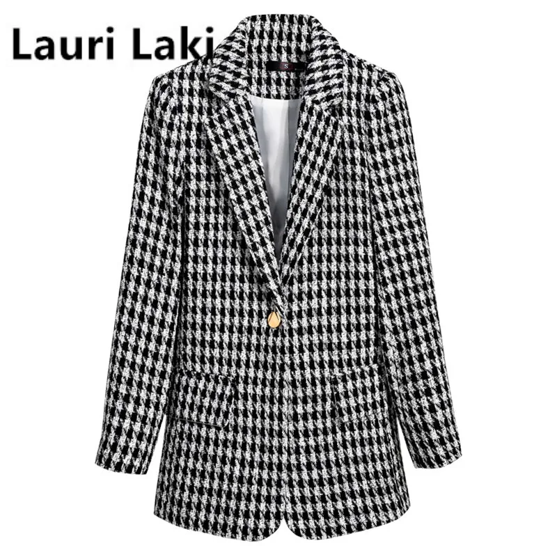 Lauri Laki модный осенний женский клетчатый пиджак и офисный костюм элегантный