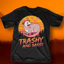 Забавная черная футболка с рисунком из мультфильма «Trashy And Sassy Possum Men'S», хлопковая Футболка с принтом «Harajuku Us», Футболка Harajuku
