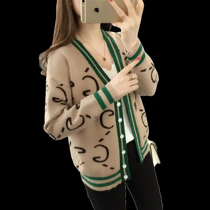 

Spring and autumn new cardigan sweater women's style knitted jacket winter short loose fit girls