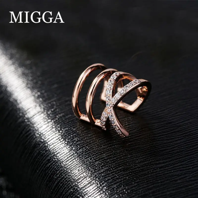 Женские Геометрические серьги клипсы MIGGA 1 шт. без пирсинга из розового золота с