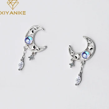 

XIYANIKE 925 Sterling Silver New Fashion Hollow Moon Tassel Earrings for Women Wedding Couple Simple Geometric Party Jewelry