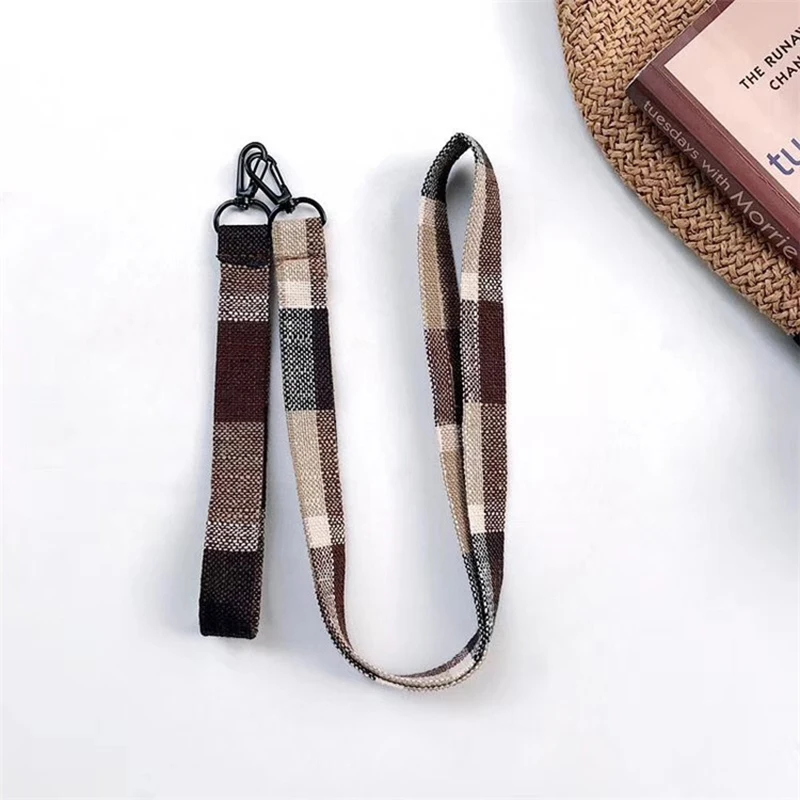 

Fashion Plaid Wrist Neck Strap Holder for Phone Multi-function Lanyards Keychain ID Card Strap Rope