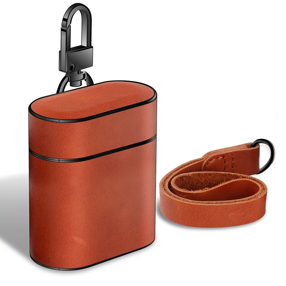 

Storage With Lanyard Artificial Leather Accessory Soft Charging Bag Protective Case Cover Delicate Solid Mini For Apple Earphone