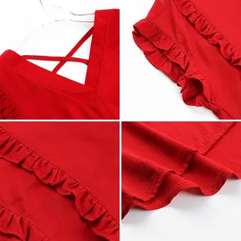 

2020 new ruffled chiffon top short-sleeved V-neck halter Korean fashion women's clothes ladies summer casual tops