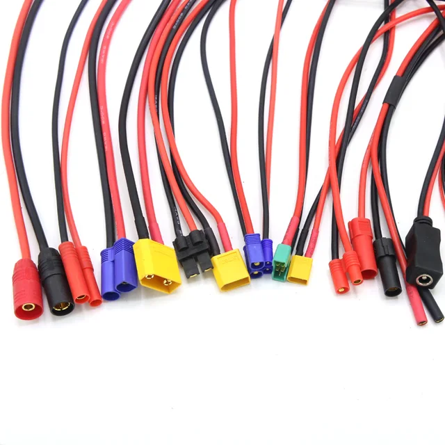 ZLXHDL Adaptador De Cargador Para Baterías RC – Cable De 31.6 Cm Con Conector Tamiya Macho A Banana 4.0 Mm, Silicona 16AWG, Compatible Con Cargadores B6