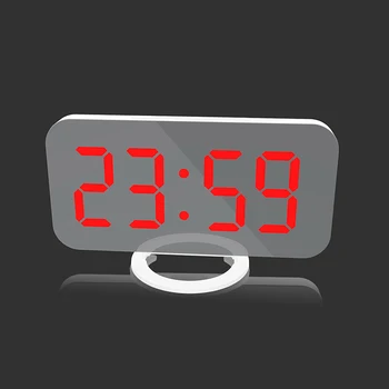 

Digital Alarm Clock Night Light 6.5inch LED Display Electric Clock Snooze Mirror Surface USB Charge MU8669