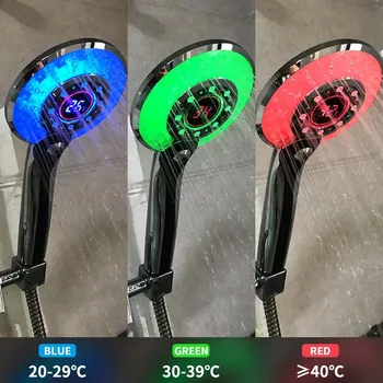 

Shower Head LED Light Bathroom Faucet Thermometer High Pressure Handheld Shower Digital Display Water Saving Rainfall Filter kit