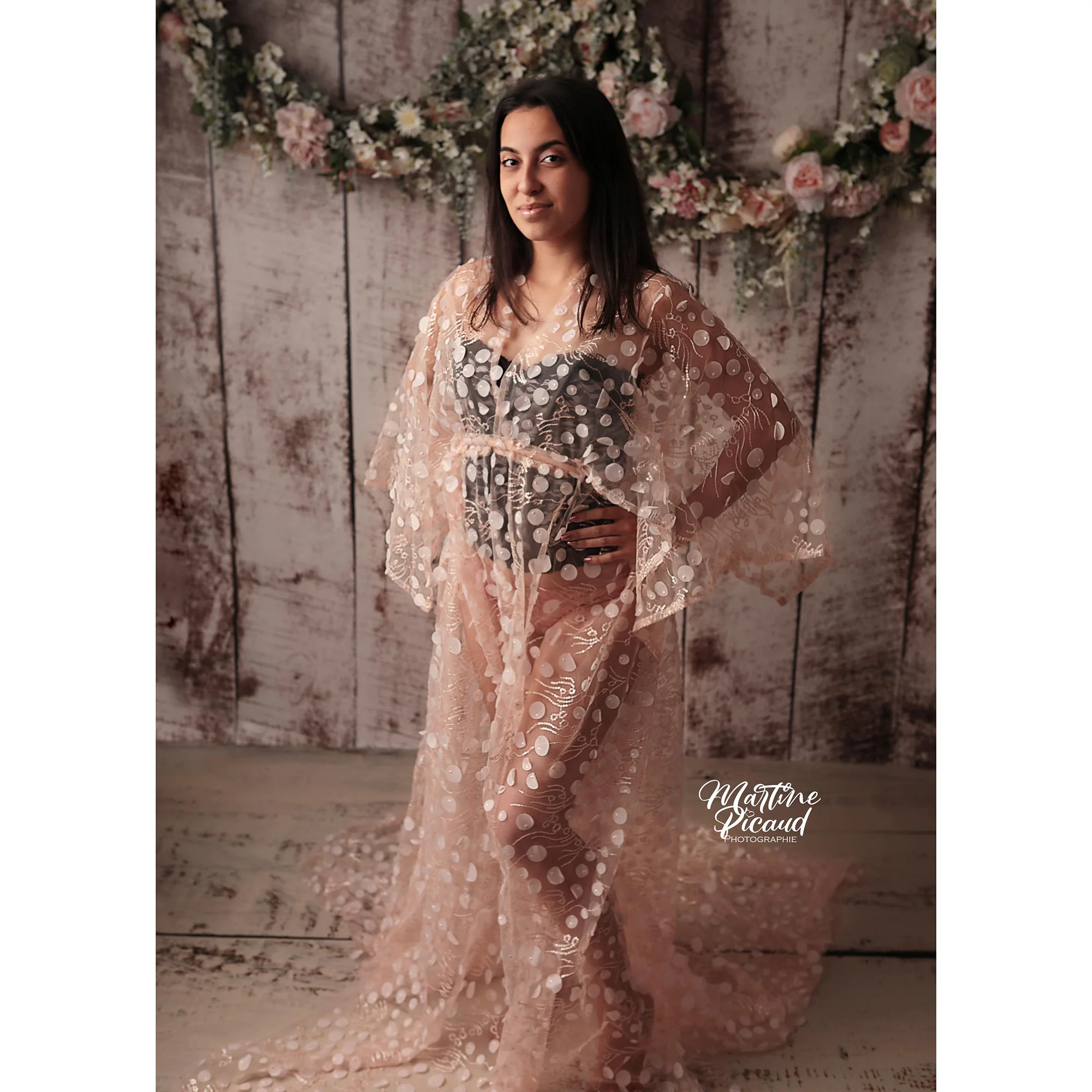 Boho Tulle Photography Spotty Dress Maternity Robe Pregnancy Kaftan Photo Shoot Baby Shower Evening Party Prom Women Couture