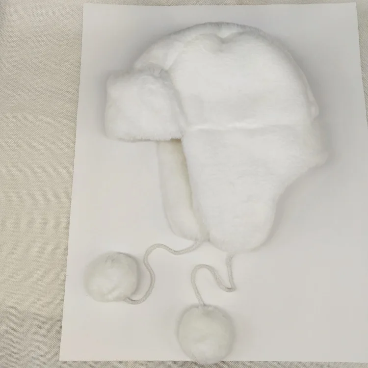 White Шапка для детей, Осень-зима, корейский стиль, уличная, холодная, симпатичная, из искусственного меха ангоры, плюс кожа, бархат, наушник, меховой шарик, теплый - Цвет: White