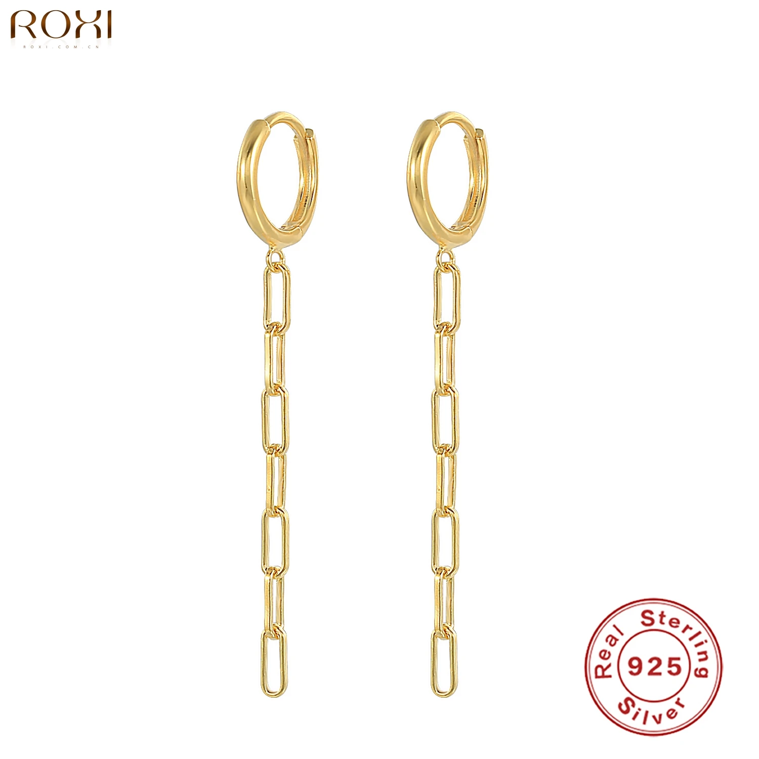 Roxi Papierowy Łańcuszek Z Klamerką Tassel Chain Hoop Kolczyki Dla Kobiet Pendientes Plata 925 Koło Kolczyki Huggie Hip Hop Nowa Fine Jewelry