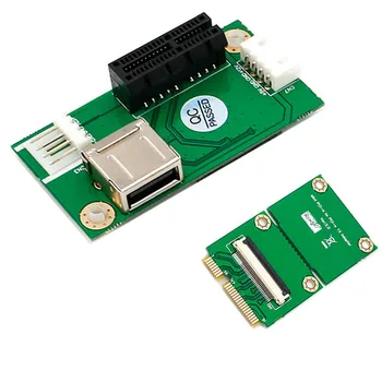

BTBcoin Add On Cards Mini PCI-E to PCI Express 1X Adapter Riser Extension Cord Mini PCIE to PCIE X1 USB 2.0 Card Riser FFC Cable