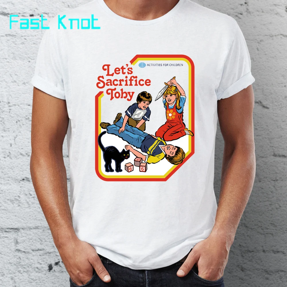 Men's T Shirt Let's Sacrifice Toby Satan Dark Lord 80s Retro Tee | Мужская одежда