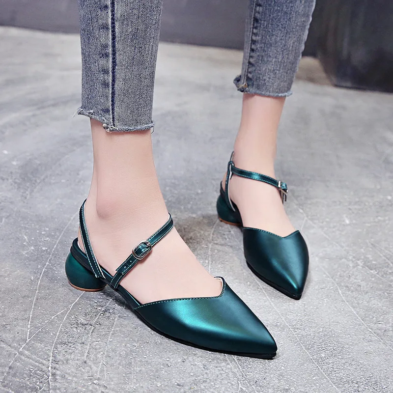 

2019 Summer New Style Closed-toe Sandals Women's Korean-style Comfortable Semi-high Heeled Versatile A- line with WOMEN'S Shoes
