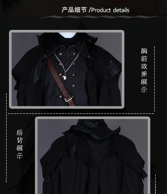 Anime! Bloodborne The Crow Eileen Gothic Uniform Cosplay Costume Halloween Carnival Outfit Custom Any Size Free Shipping