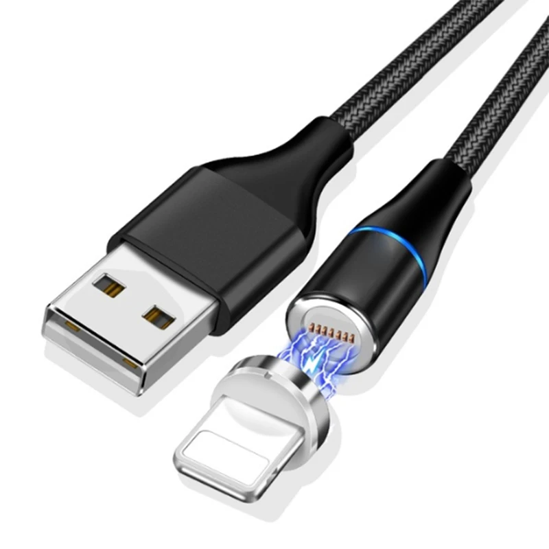 1 м 2 м 3 а быстрый Магнитный зарядный кабель с 360 вращением круглые USB кабели для samsung Galaxy S9/S9 Plus/S10/S10e/S10Plus - Цвет: Black ios Cable