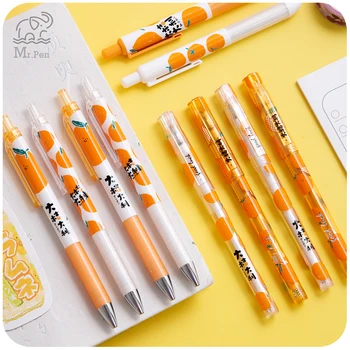

2pcs Japanese Style Stationery Gel Pen Cute Creative Orange Fruit Pen 0.5mm Black Pen Office School Supplies Kawaii Stationary