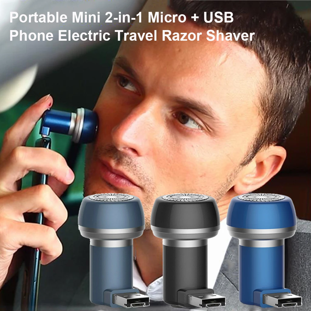 Portable Electric Razor Mini USB+Micro USB Shaver Waterproof Moustache Facial Hair Beard Shaver for Men Women Travel Office
