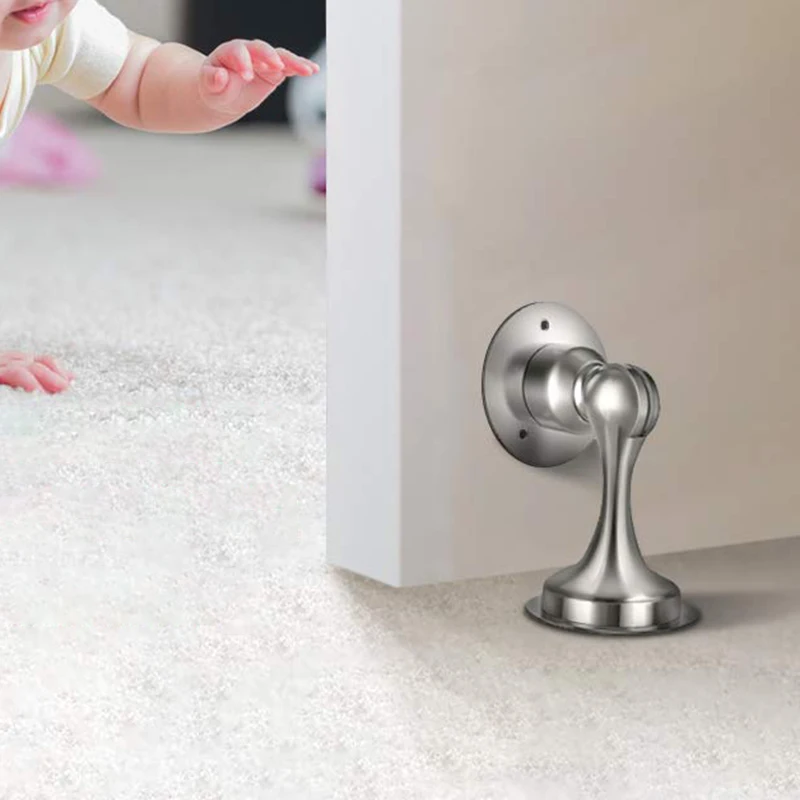 

Door Stopper, 2 Pack Magnetic Door Stops, Door Catch Stainless Steel, No Need To Drill - Double-Sided Adhesive Tape, Keep Your D
