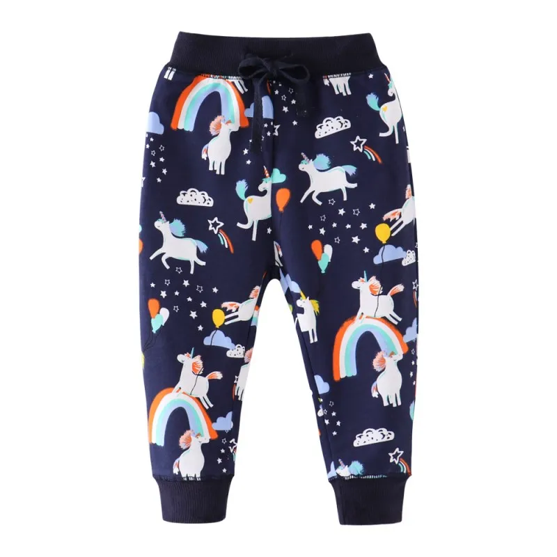 

Unicorns Baby Sweatpants Rainbow Girls Autumn Trousers Drawstring Children Full Pants Fashion Kids Clothing Girls Pants