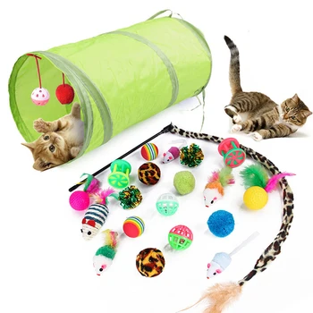 

1 Set Pet Cat Toy Pet Stick Interactive Gifts With Small Bell Mouse Cage Toys Plastic Artificial Colorful Cat Teaser Toy Suppliy