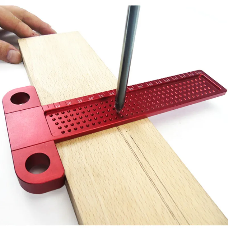 Woodworking Scribe 260mm T-type Ruler Hole Scribing Gauge Aluminum Crossed Feet Woodworking Crossed-out Tool Measuring Tool