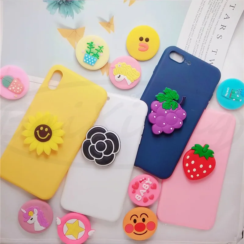 

Universal Phone Socket Stand Bracket Expanding Stand Sretch Grip ring holder Finger Cute Cartoon Stand for iphone 7 8 Plus XS
