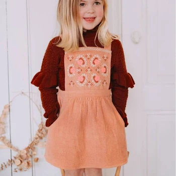 

Kids Strap Dress 2020 New Autumn Winter LM Girls Cute Flower Embroidery Dresses Baby Child Fashion Outwear Clothes